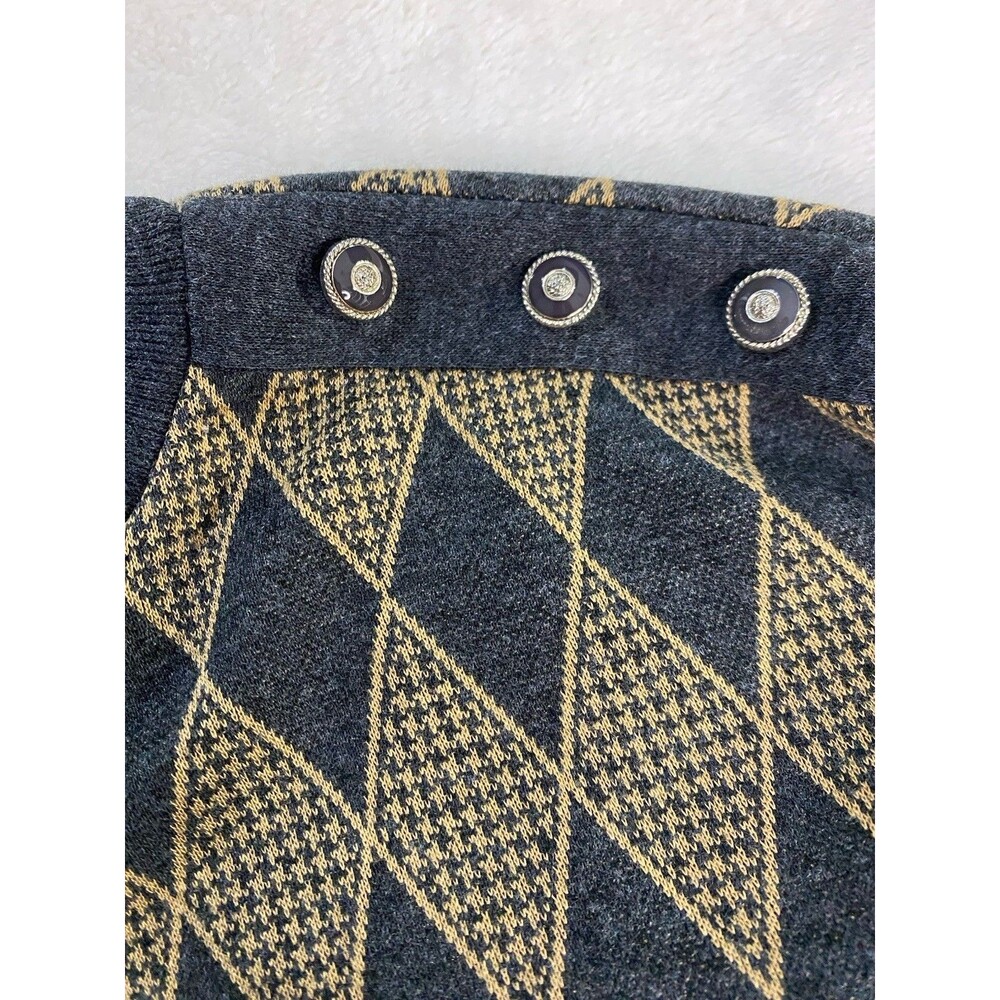 VTG 90s Alfred Dunner XL Knit Sweater Black Tan Argyle Diamond Pattern USA Made - Picture 8 of 12